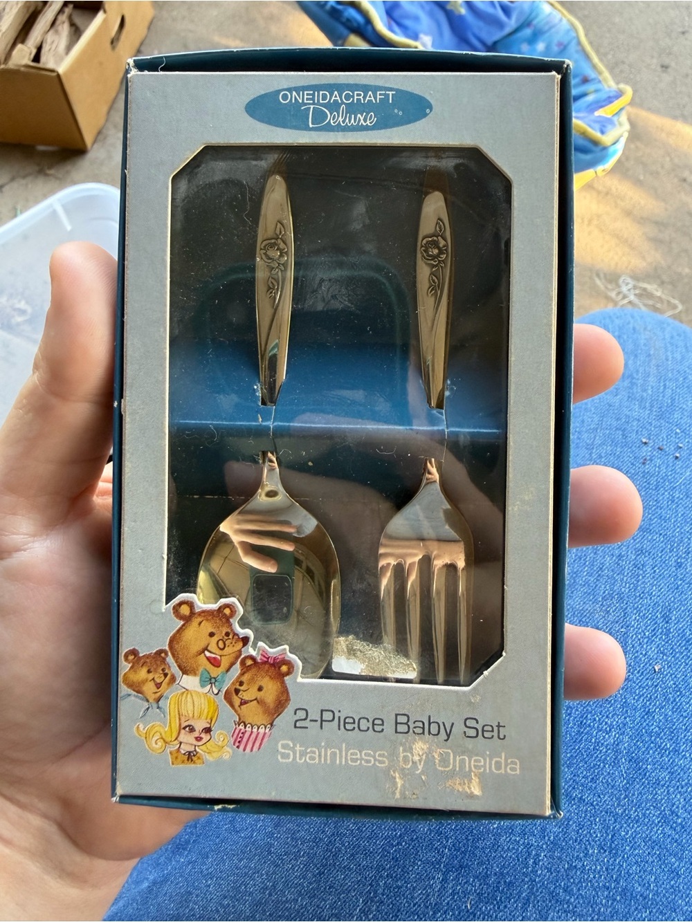 Vintage OneidaCraft Lasting Rose 2-Piece Baby Spoon & Fork Set Stainless Steel